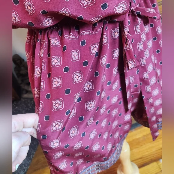 Sea New York 100% Silk Red Patterned Button Down Romper Size 6 - Picture 6 of 14
